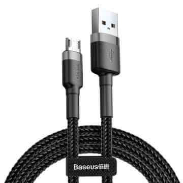BASEUS cafule cable robusten najlonski kabel usb / micro usb qc3.0 2.4a 0.5m črno-siv (camklf-ag1) - odprodaja