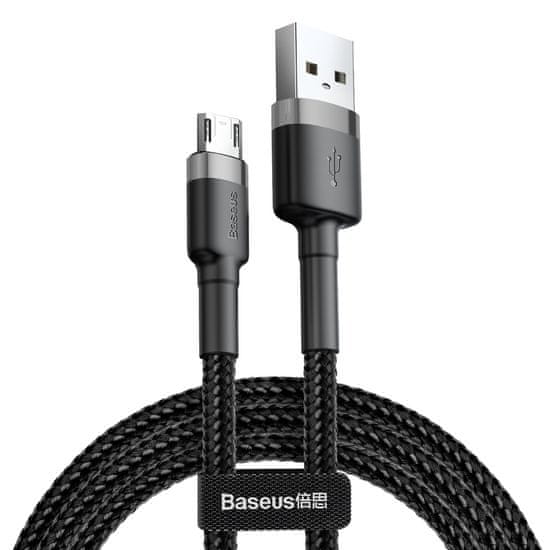 BASEUS cafule cable robusten najlonski kabel usb / micro usb qc3.0 2.4a 1m črno-siv (camklf-bg1)