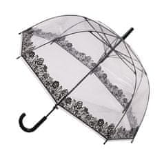 Prozorni ženski dežnik Clear Dome Stick s Black Lace efektom POES LACE