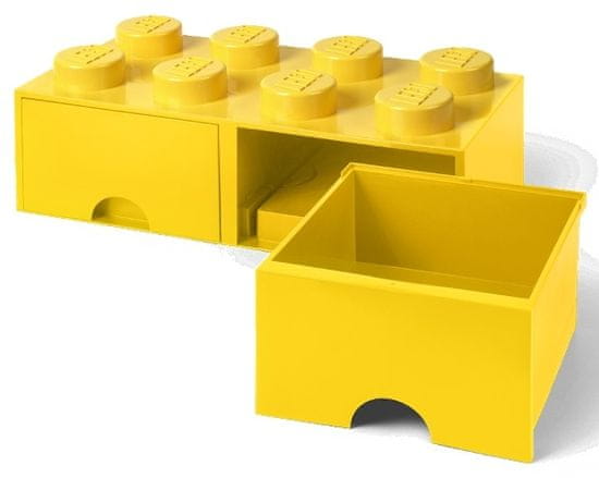 LEGO škatla za shranjevanje kock z 2 predaloma, rumena - Odprta embalaža