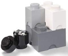 LEGO Multi-Pack škatle za shranjevanje s 4 kosi, črna, bela, siva