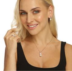 JwL Luxury Pearls Elegantna ogrlica s pravim biserom in cirkoni JL0645 (verižica, obesek)