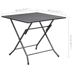 Vidaxl Zložljiva mrežasta miza 80x80x72 cm jeklo antracit
