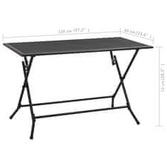 Vidaxl Zložljiva mrežasta miza 120x60x72 cm jeklo antracitna