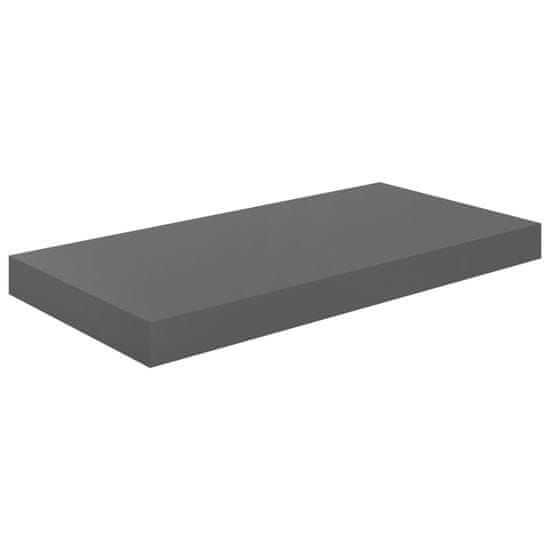 Vidaxl Stenska polica visok sijaj siva 50x23x3,8 cm MDF