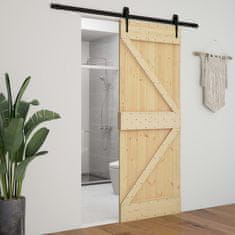 Greatstore Drsna vrata s kompletom vodil 90x210 cm trdna borovina