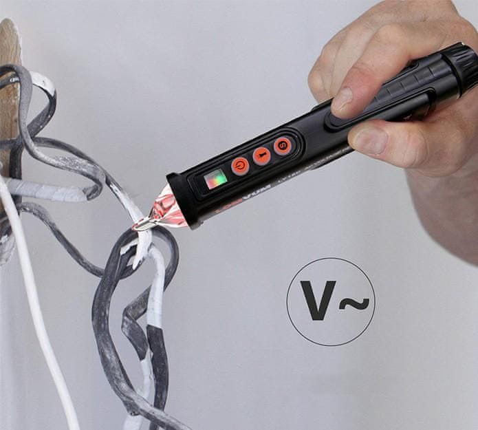 Netscroll Preizkuševalec električne napetosti, brezkontaktno merjenje napetosti, indikacija toka z LED bliskom, LED svetilka, zvočni indikator napetosti, ZapTest