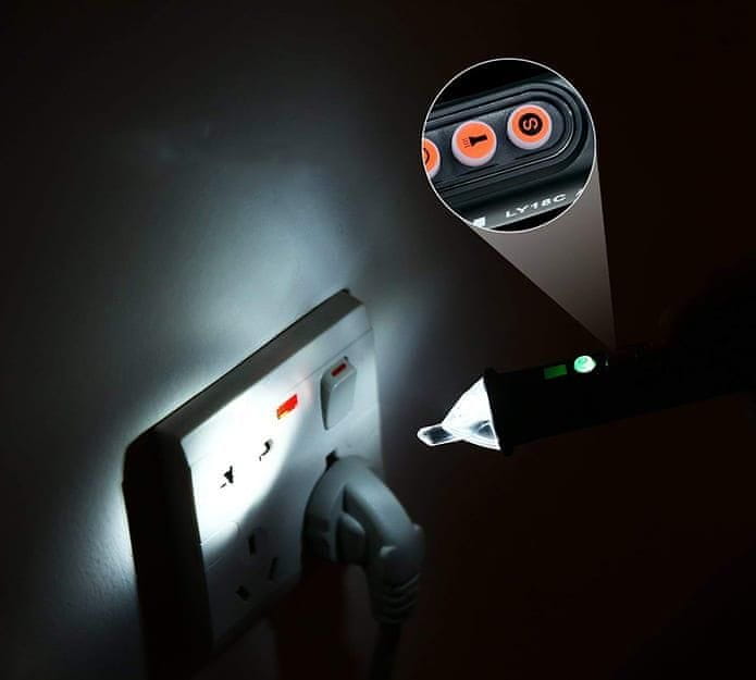 Netscroll Preizkuševalec električne napetosti, brezkontaktno merjenje napetosti, indikacija toka z LED bliskom, LED svetilka, zvočni indikator napetosti, ZapTest