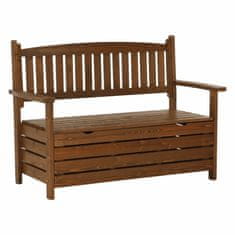 KONDELA Vrtna klop s prostorom za shranjevanje Dilka 124 cm - rjava