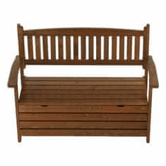 KONDELA Vrtna klop s prostorom za shranjevanje Dilka 124 cm - rjava