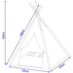 Enero Otroški šotor Teepee FLAMENGO z blazino in vzglavnikoma, dimenzije 120 x 120 x 160 cm T-205