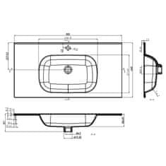 Greatstore Vgradni umivalnik 900x460x105 mm SMC bel