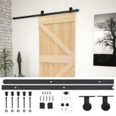 Vidaxl Drsna vrata s kompletom vodil 90x210 cm trdna borovina