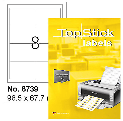 Herma Top Stick 8739 etikete, 96,5 x 67,7 mm, bele, 100/1