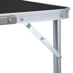shumee Zložljiva miza za kampiranje siva iz aluminija 240x60 cm