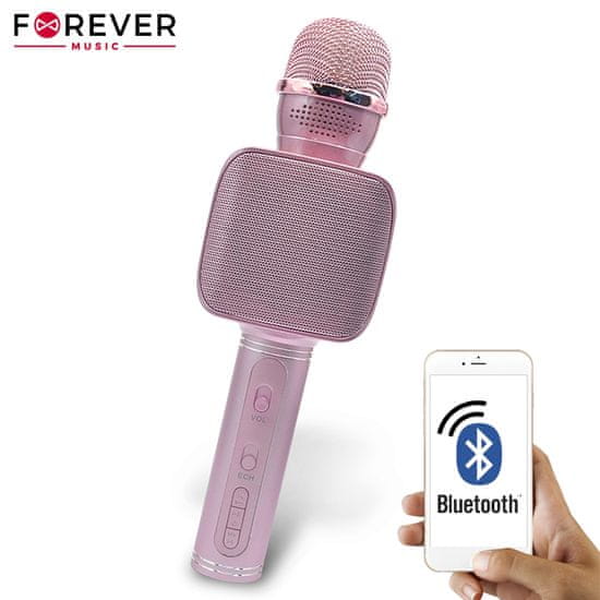 Forever BMS-400 mikrofon z zvočnikom, Bluetooth, roza