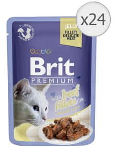  Brit Premium fileji govedine v želeju, za mačke, 85 g, 24 kos 