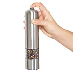 tectake Električni mlinček za sol in poper, izdelan iz nerjavnega jekla, z lučko