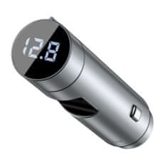 BASEUS Energy Column Bluetooth FM Transmitter avto polnilec 2x USB QC3.0 3A, srebro