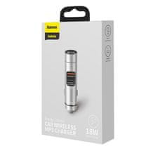 BASEUS Energy Column Bluetooth FM Transmitter avto polnilec 2x USB QC3.0 3A, srebro