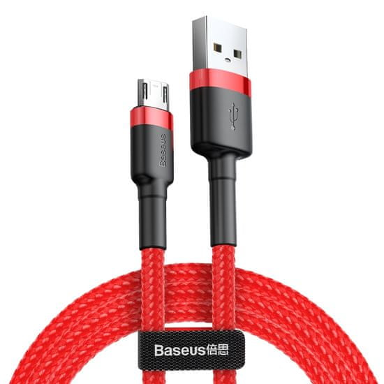BASEUS cafule cable robusten najlonski kabel usb / micro usb qc3.0 2.4a 1m rdeč (camklf-b09) - odprodaja