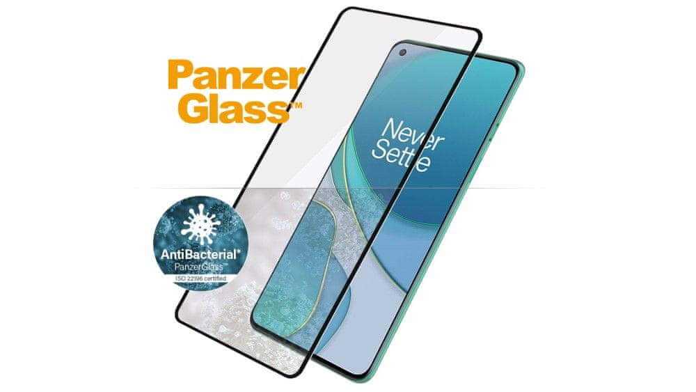 PanzerGlass Edge-to-Edge Antibacterial zaščitno steklo za OnePlus 8T 7016, črn