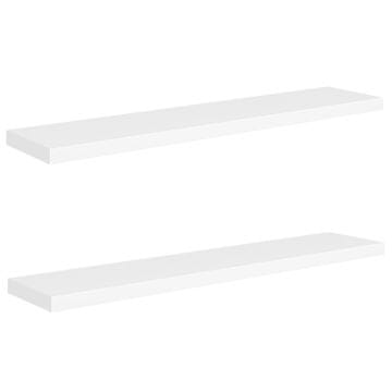 Vidaxl Stenske police 2 kosa bele 120x23,5x3,8 cm MDF