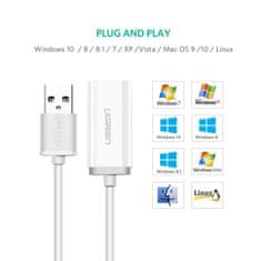 Ugreen adapter za zvok, USB-A, 3.5 mm, Aux, bel
