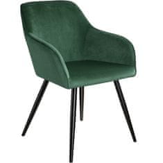 tectake 4 Marilyn Velvet-Look Chairs Temno zelena/črna