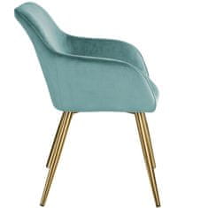 tectake 2 Marilyn Velvet-Look Chairs gold turquoise/gold
