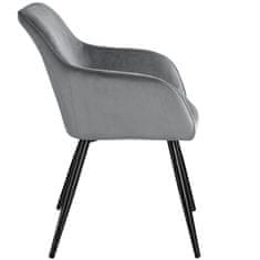 tectake 4 Marilyn Velvet-Look Chairs Siva/črna
