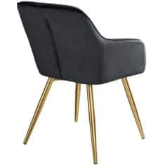 tectake 2 Marilyn Velvet-Look Chairs gold Črna/zlata