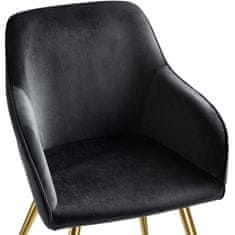 tectake 2 Marilyn Velvet-Look Chairs gold Črna/zlata