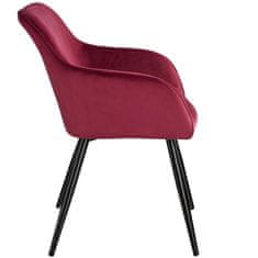 tectake 4 Marilyn Velvet-Look Chairs Bordo/črna