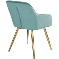tectake 4 Marilyn Velvet-Look Chairs gold turquoise/gold