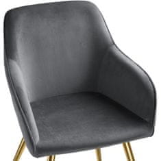 tectake 4 Marilyn Velvet-Look Chairs gold Temno siva/zlata