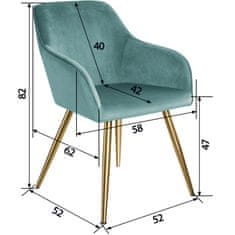 tectake 2 Marilyn Velvet-Look Chairs gold turquoise/gold