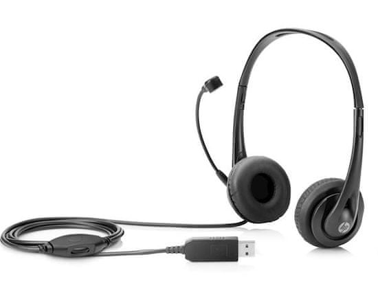 HP Stereo USB slušalke z mikrofonom, črne
