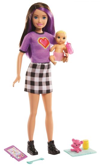 Mattel Barbie varuška Skipper z dojenčkom GRP10