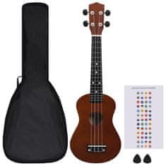 Vidaxl Otroški ukulele soprano s torbo temen les 23"