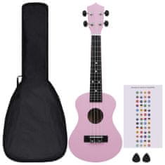 Greatstore Otroški ukulele soprano s torbo roza 23"