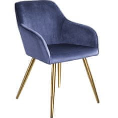 tectake 8 Marilyn Velvet-Look Chairs gold Modra/zlata