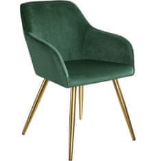 tectake 4 Marilyn Velvet-Look Chairs gold Temno zelena/zlata