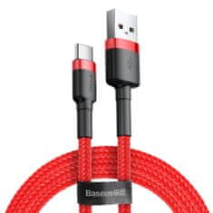 BASEUS Cafule kabel iz najlona USB / USB-C QC3.0 3A 1M kabel rdeče barve (CATKLF-B09)