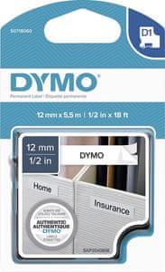   Dymo D1 16959 trak, 12 mm x 5,5 m, črna/bela 