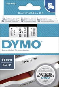   Dymo D1 45800 trak, 19 mm x 7m, črna/prozorna 