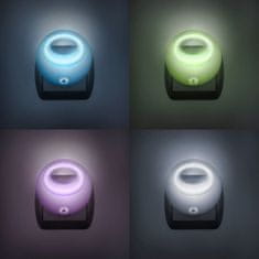 PHENOM Set 4 barvnih nočnih lučk za v vtičnico s senzorjem svetlobe 1W modra, zelena, roza in bela