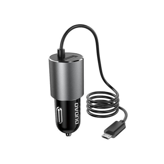 DUDAO R5Pro USB avtomobilski polnilnik z vgrajenim kablom Micro USB 3.4A, črna
