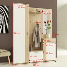 KONDELA Predsoba Amalia - hrast sonoma / bela