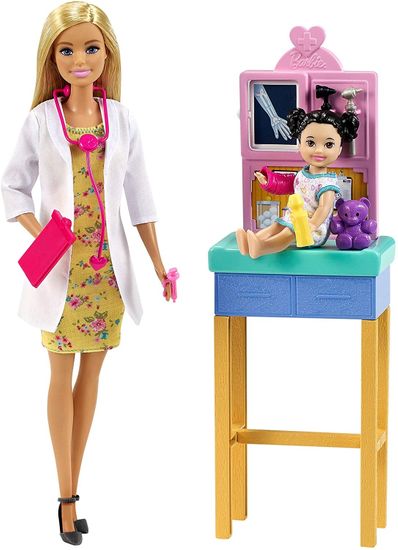 Mattel Barbie Poklic Pediatrinja Svetlolaska Igralni komplet